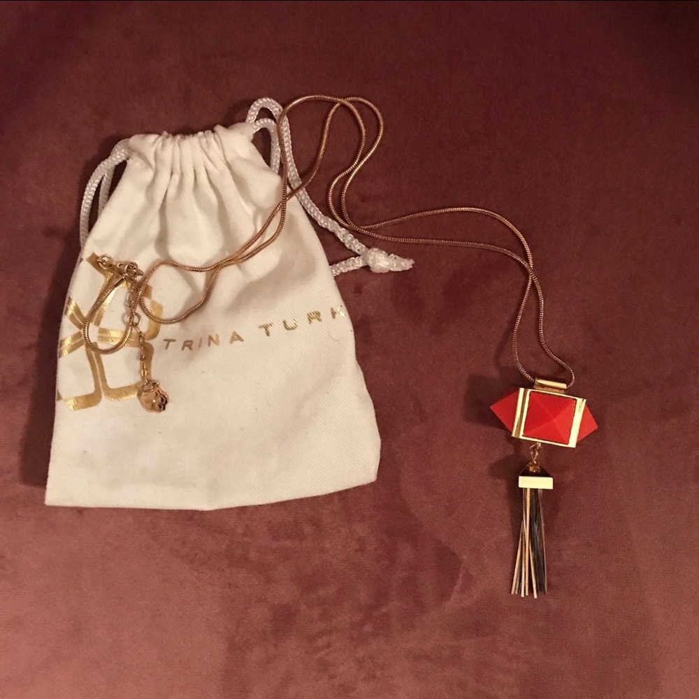 Trina Turk Gold Long Pendant Necklace